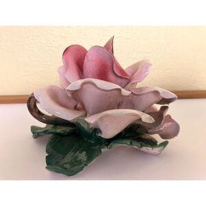 Bassano Capodimonte-style rose candle holder